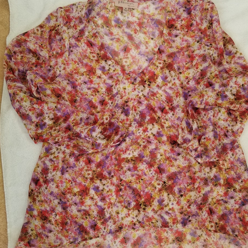 Philosophy sheer v neck top